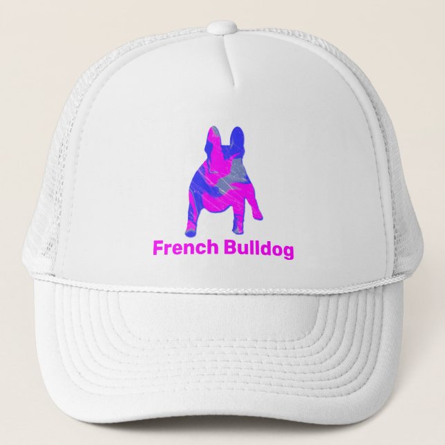 Fransk Bulldog Hund Cute Rosa Silhouette Anpassnin Keps (Framsida)