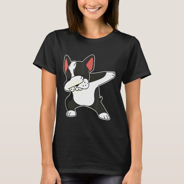Fransk Bulldog Hund Dab Dance T Shirt (Framsida)
