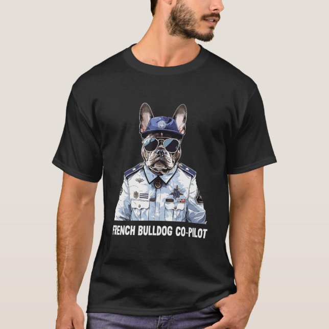 Fransk Bulldog Hund Flygplan Pilot Kids Fren T Shirt (Framsida)