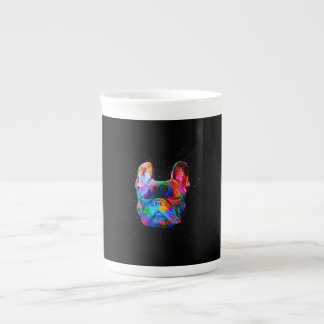 Fransk Bulldog Hund Geometric Färg Stänk Pop Art Benporslin Mugg