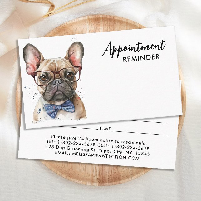 Fransk Bulldog Hund Groomer Puppy Djuromsorg Tidsbeställning Kort (Skapare uppladdad)