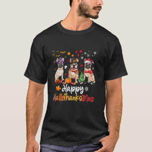 Fransk bulldog Hund Halloween jul Lycklig Hallo T Shirt