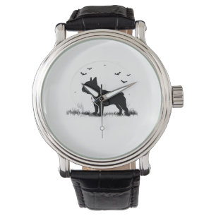 Fransk Bulldog Hund - Halloween Måne Silhouette Ov Armbandsur