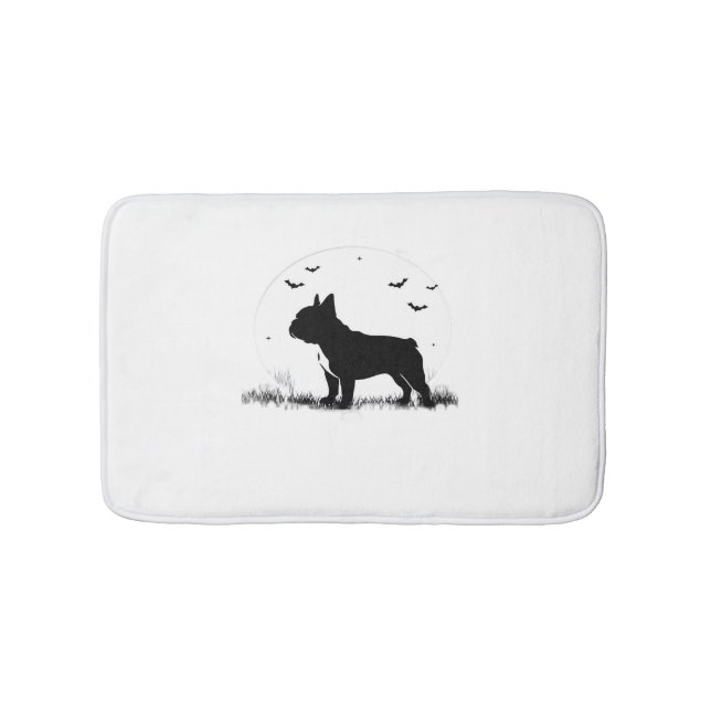 Fransk Bulldog Hund - Halloween Måne Silhouette Ov Badrumsmatta (Framsidan)