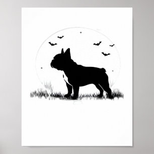 Fransk Bulldog Hund - Halloween Måne Silhouette Ov Poster