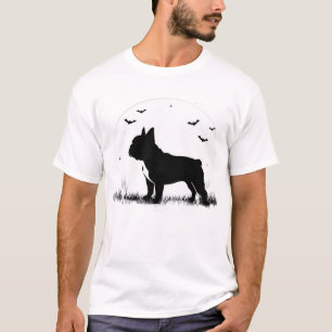 Fransk Bulldog Hund � Halloween Moon Silhouette Ov T Shirt