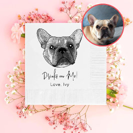 Fransk Bulldog Hund Hand Teckning Personlig Pappersservett