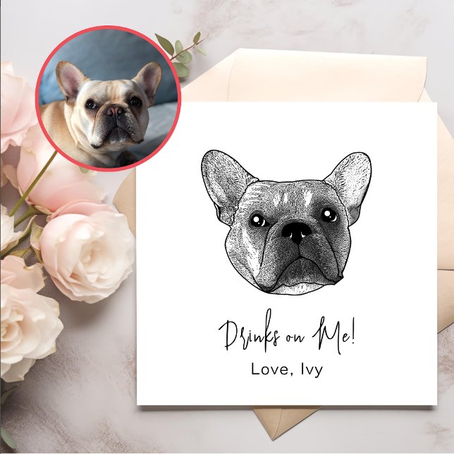 Fransk Bulldog Hund Hand Teckning Personlig Pappersservett (Skapare uppladdad)
