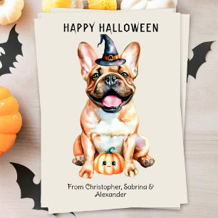 Fransk Bulldog Hund Happy halloween Julkort