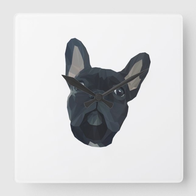 Fransk Bulldog Hund Husdjur Djur Fyrkantig Klocka (Framsida)