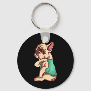 Fransk Bulldog Hund I Kärlek Mamma Tattoo Älskare Nyckelring