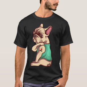 Fransk Bulldog Hund I Kärlek Mamma Tattoo Älskare T Shirt