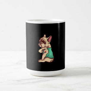 fransk bulldog hund i tatueringen älskare i kärlek kaffemugg