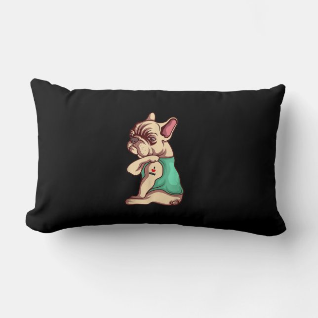 fransk bulldog hund i tatueringen älskare i kärlek lumbarkudde (Framsida)