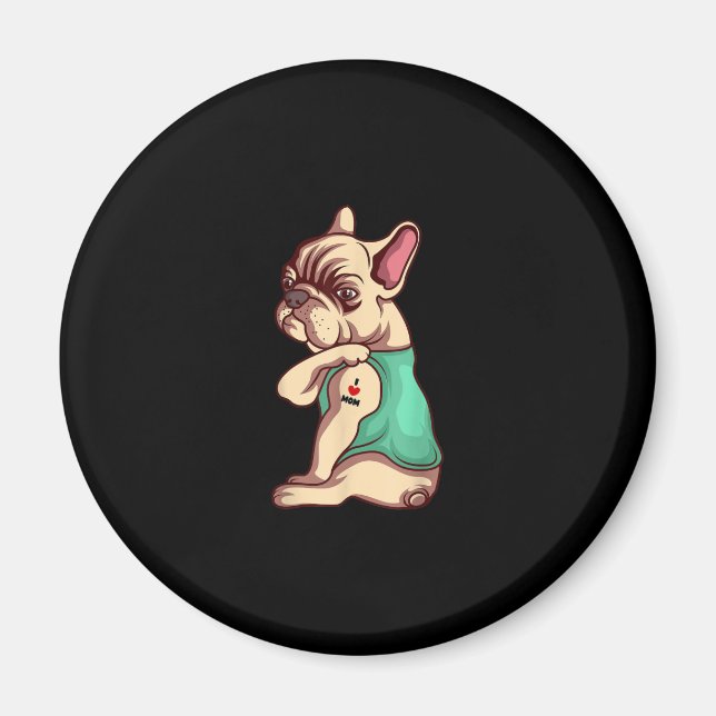 fransk bulldog hund i tatueringen älskare i kärlek magnet (Framsidan)