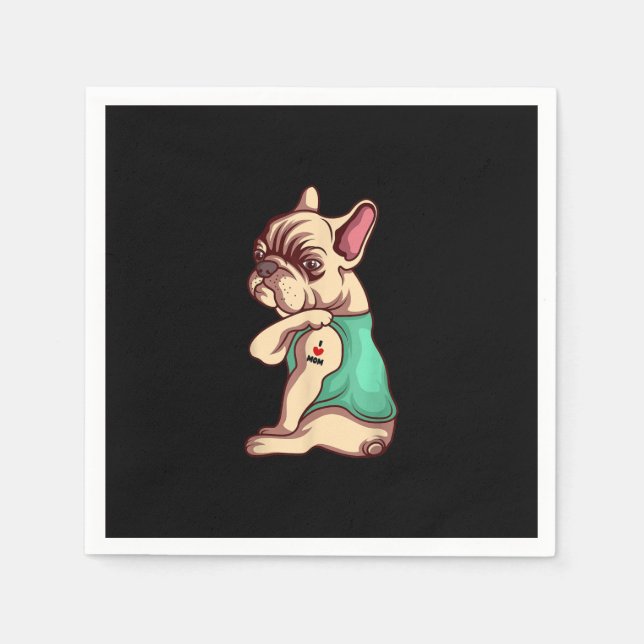 fransk bulldog hund i tatueringen älskare i kärlek pappersservett (Framsidan)