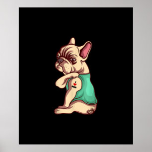 fransk bulldog hund i tatueringen älskare i kärlek poster