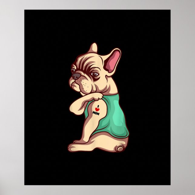 fransk bulldog hund i tatueringen älskare i kärlek poster (Framsidan)