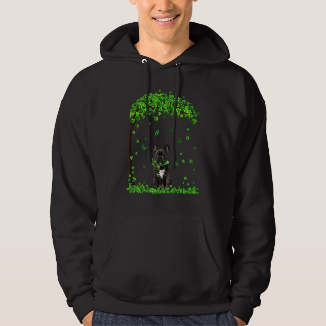Fransk Bulldog Hund Irish Grönt Shamrock C St Patr Hoodie (Framsida)