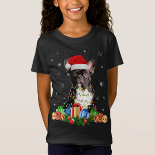 Fransk Bulldog Hund jul Ljus Santa Puppy Do T Shirt