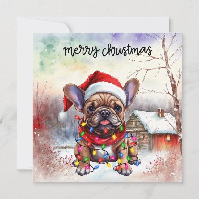 Fransk Bulldog-Hund Julkort (Framsida)