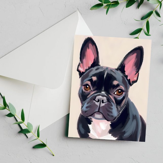Fransk Bulldog Hund Målning Kort (Skapare uppladdad)