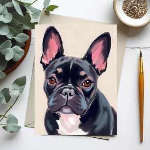 Fransk Bulldog Hund Målning Vykort