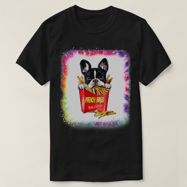 Fransk Bulldog Hund Mamma Boy Girl Tie Dye Bleach T Shirt (Design framsida)