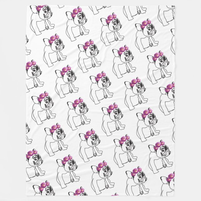 Fransk Bulldog Hund Mönster Fleece Blanket (Framsidan)