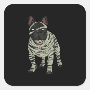 Fransk Bulldog Hund Mummy Halloween Costume Hund L Fyrkantigt Klistermärke