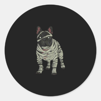 Fransk Bulldog Hund Mummy Halloween Gift Runt Klistermärke