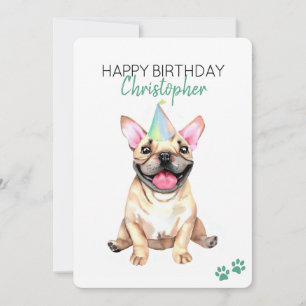 Fransk Bulldog Hund Personlig Grattis på födelseda Kort
