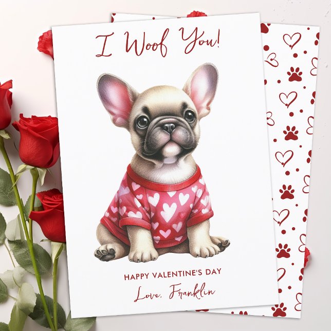 Fransk Bulldog Hund Personlig Valentines day Julkort (Skapare uppladdad)