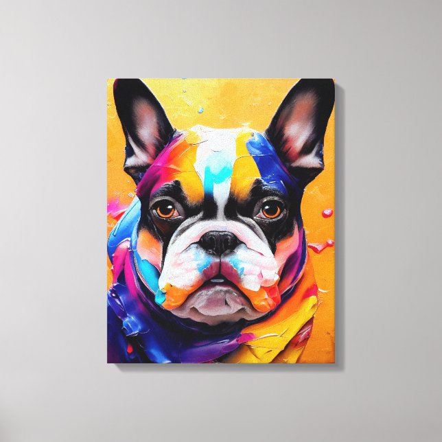 Fransk Bulldog Hund Pet Cute Adsible Animal Compan Canvastryck (Framsida)