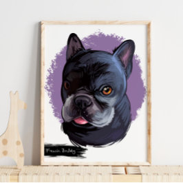 Fransk Bulldog Hund Porträtt | Pet Porträtt Poster