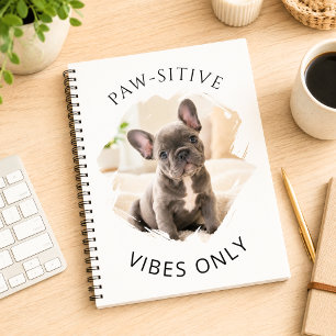 Fransk Bulldog hund Positiva vibrationer endast fo Anteckningsbok