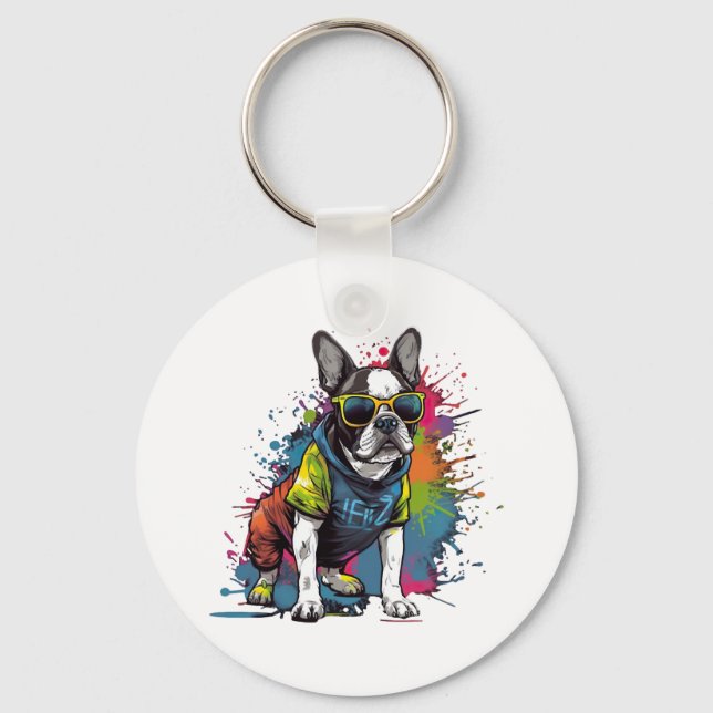 Fransk Bulldog Hund Pug for a Hundägare Frenchie Nyckelring (Framsida)