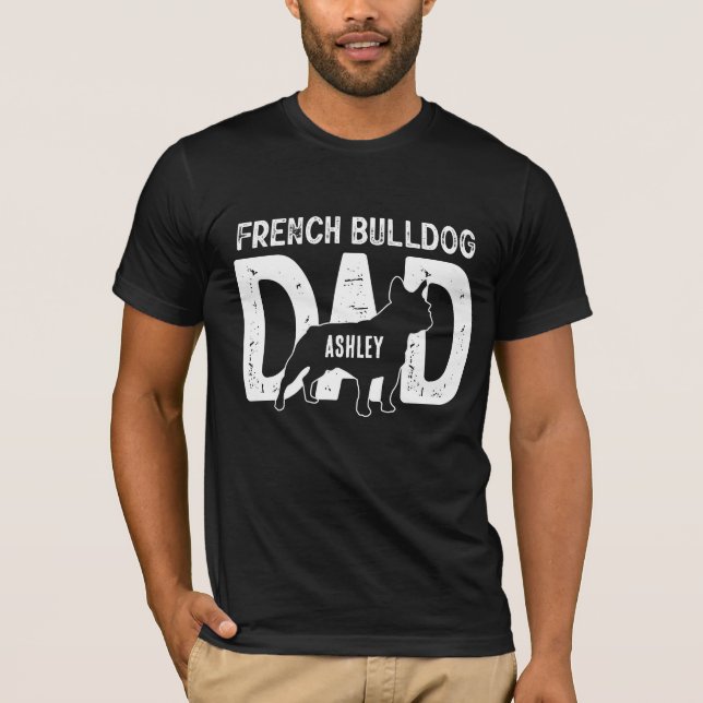 Fransk Bulldog Hund Puppy Pappa T Shirt (Framsida)