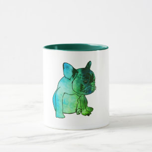 Fransk Bulldog Hund Puppy Watercolor Art Mugg