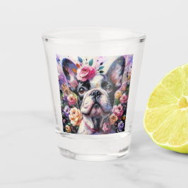 Fransk Bulldog Hund Ro Blommigt Rosa Black White