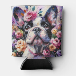 Fransk Bulldog Hund Ro Blommigt Rosa Black White