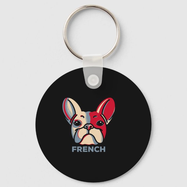 Fransk Bulldog-Hund Roligt 1 Nyckelring (Framsida)