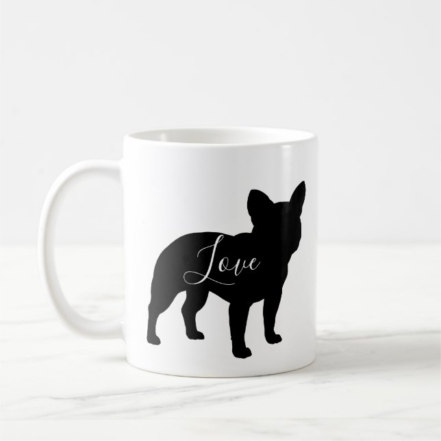 Fransk Bulldog Hund Silhouettes Kärlek Anpassnings Kaffemugg (Vänster)