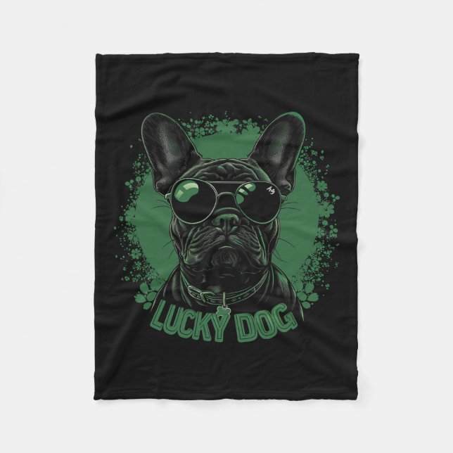 Fransk Bulldog Hund - St. Patrick's Day Saint Padd Fleecefilt (Framsidan)