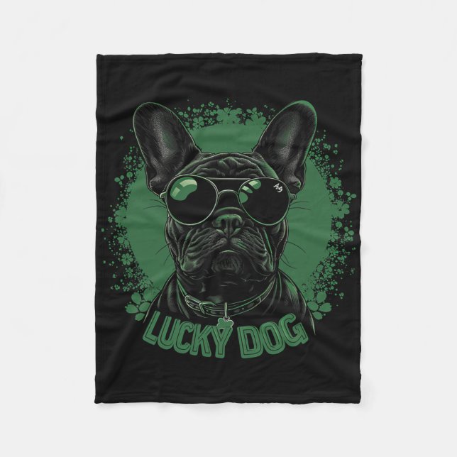 Fransk Bulldog Hund - St. Patrick's Day Saint Padd Fleecefilt (Framsidan)