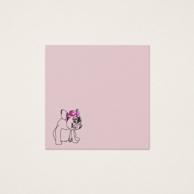 Fransk Bulldog Hund Sweet Art Standard Notes Fyrkantigt Visitkort (Framsida)