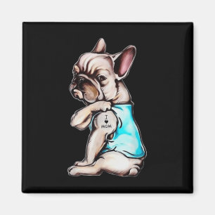 Fransk Bulldog Hund Tattoo I Kärlek Mamma Mors dag Magnet