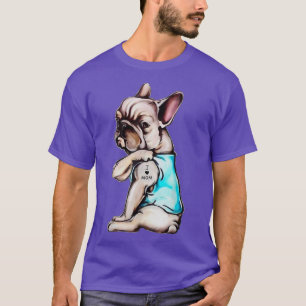 Fransk bulldog Hund Tattoo I Kärlek Mamma Mors dag T Shirt