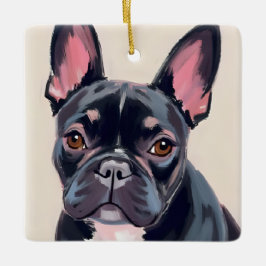 Fransk Bulldog Hund Vattenfärg Husdjur Målning Julgransprydnad Keramik