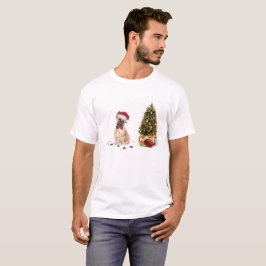 Fransk Bulldog Hund vid jul med Träd T Shirt